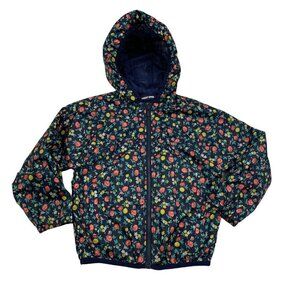 Lands' End Packable Floral Rain/Wind Breaker Jacket With Hood Kids Small (4)